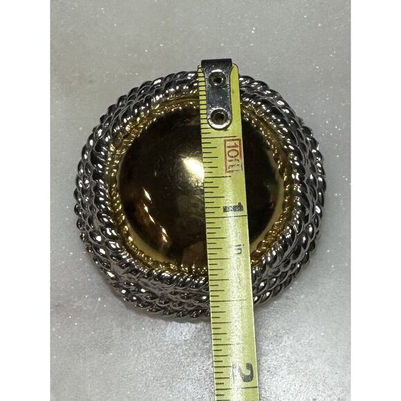Vintage Modern Mixed Metal Abstract Round Two Tone Brooch Pin - Picture 4 of 4